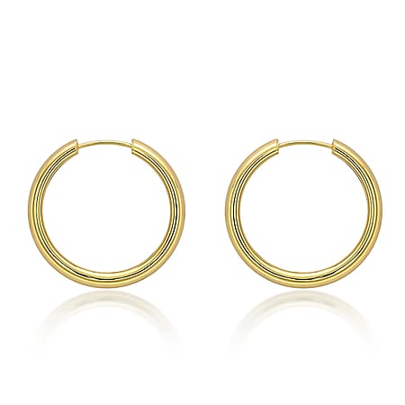 9K Yellow Gold 4mm Tube 25mm Hoop Earrings 9K Yellow Gold 4mm Tube 25mm Hoop Earrings