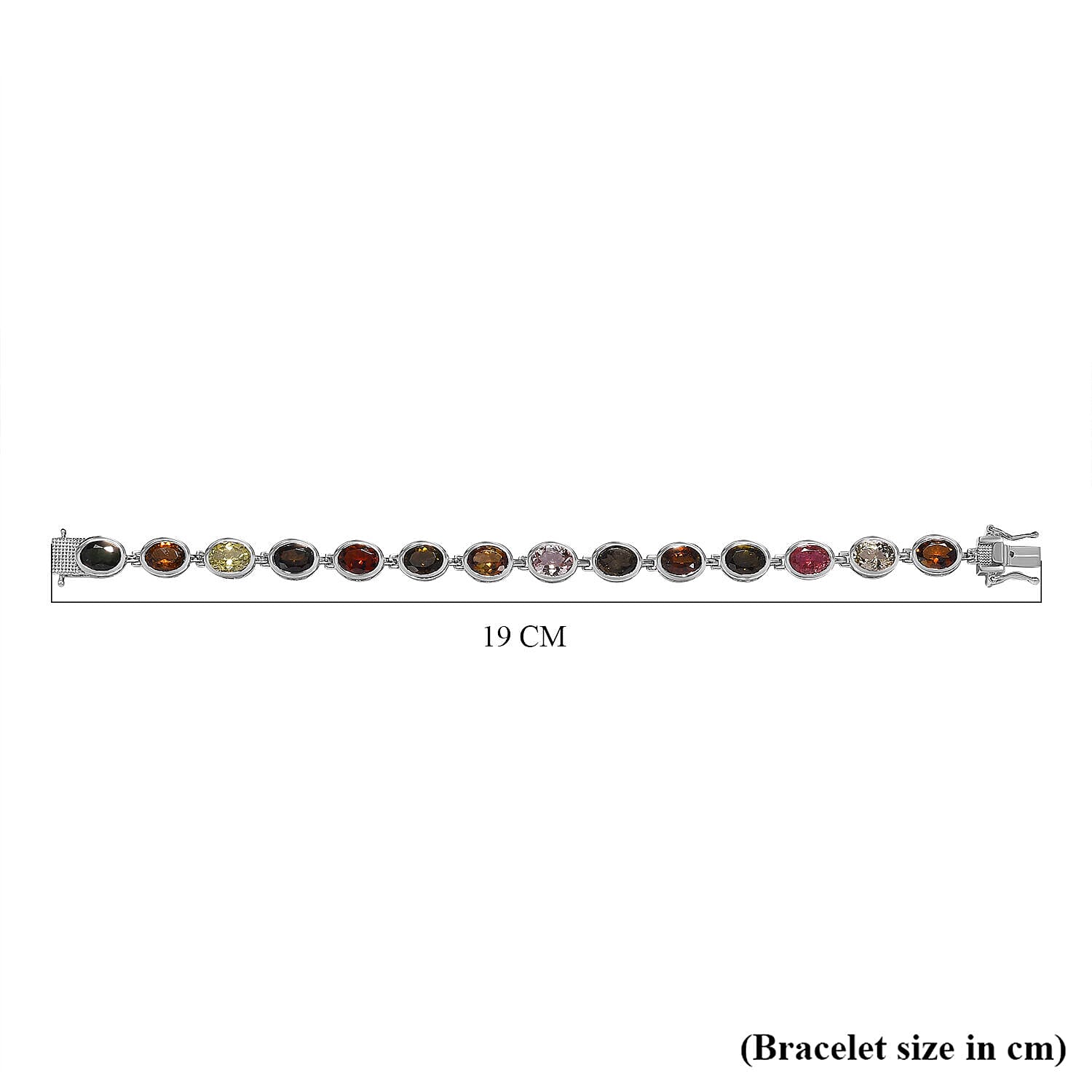 Multi-Tourmaline Bracelet (Size - 7) in Platinum Overlay Sterling Silver 15.96 Ct, Silver Wt. 12.14 Gms