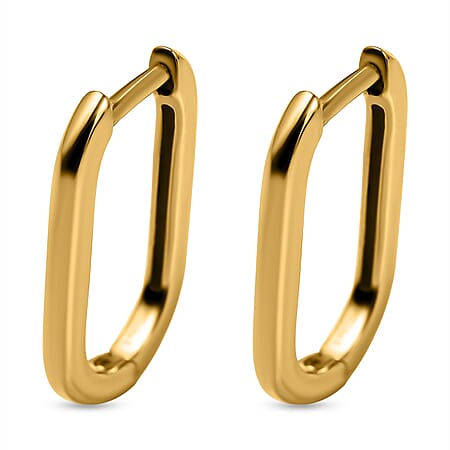9K Yellow Gold 10.5mm x 17mm Rectangular Hoop Earrings