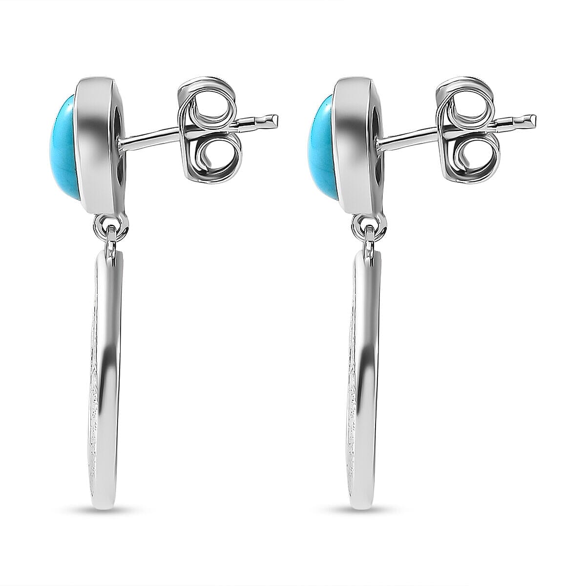 Tucson Special- Arizona Sleeping Beauty Turquoise Dangling Earrings (with Push Back) in Platinum Overlay Sterling Silver 1.33 Ct