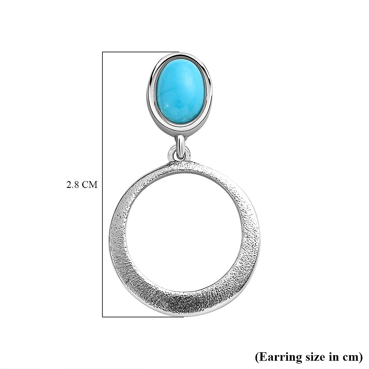 Tucson Special- Arizona Sleeping Beauty Turquoise Dangling Earrings (with Push Back) in Platinum Overlay Sterling Silver 1.33 Ct