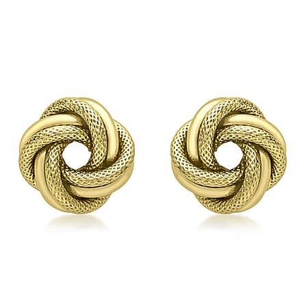 9K Yellow Gold 12mm Textured and Polished Knot Stud Earrings 9K Yellow Gold 12mm Textured and Polished Knot Stud Earrings