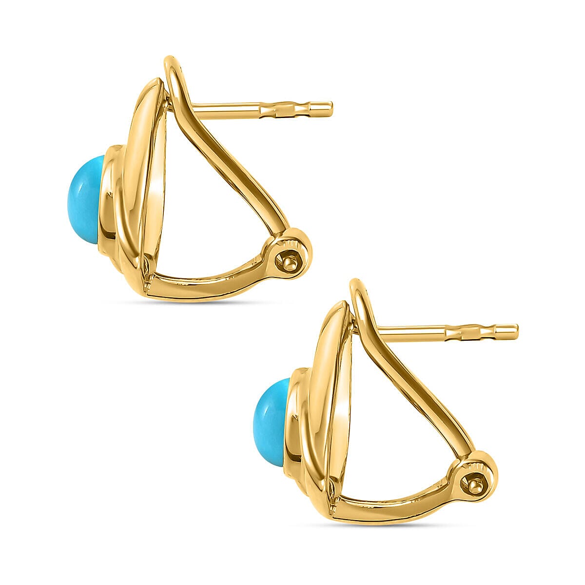 Arizona Sleeping Beauty Turquoise Earrings (with French Clip) in 18K Yellow Gold Vermeil Plated Sterling Silver 1.03 Ct