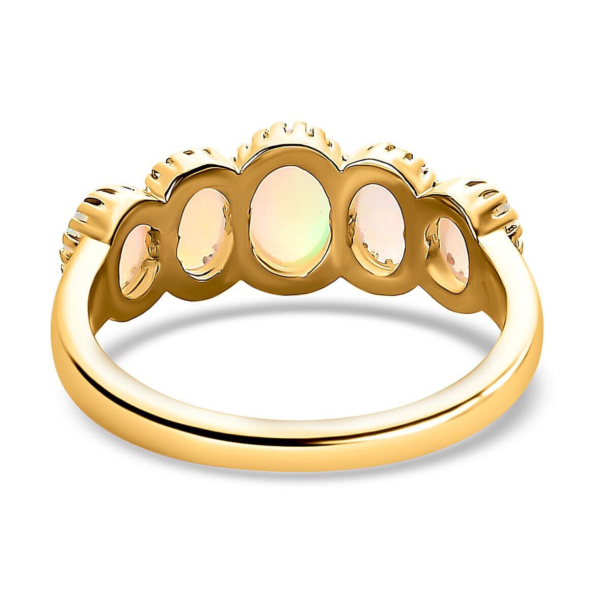 Tucson Special - Ethiopian Welo Opal 5 Stone Ring in 18K Vermeil Yellow Gold Plated Sterling Silver 1.583 Ct