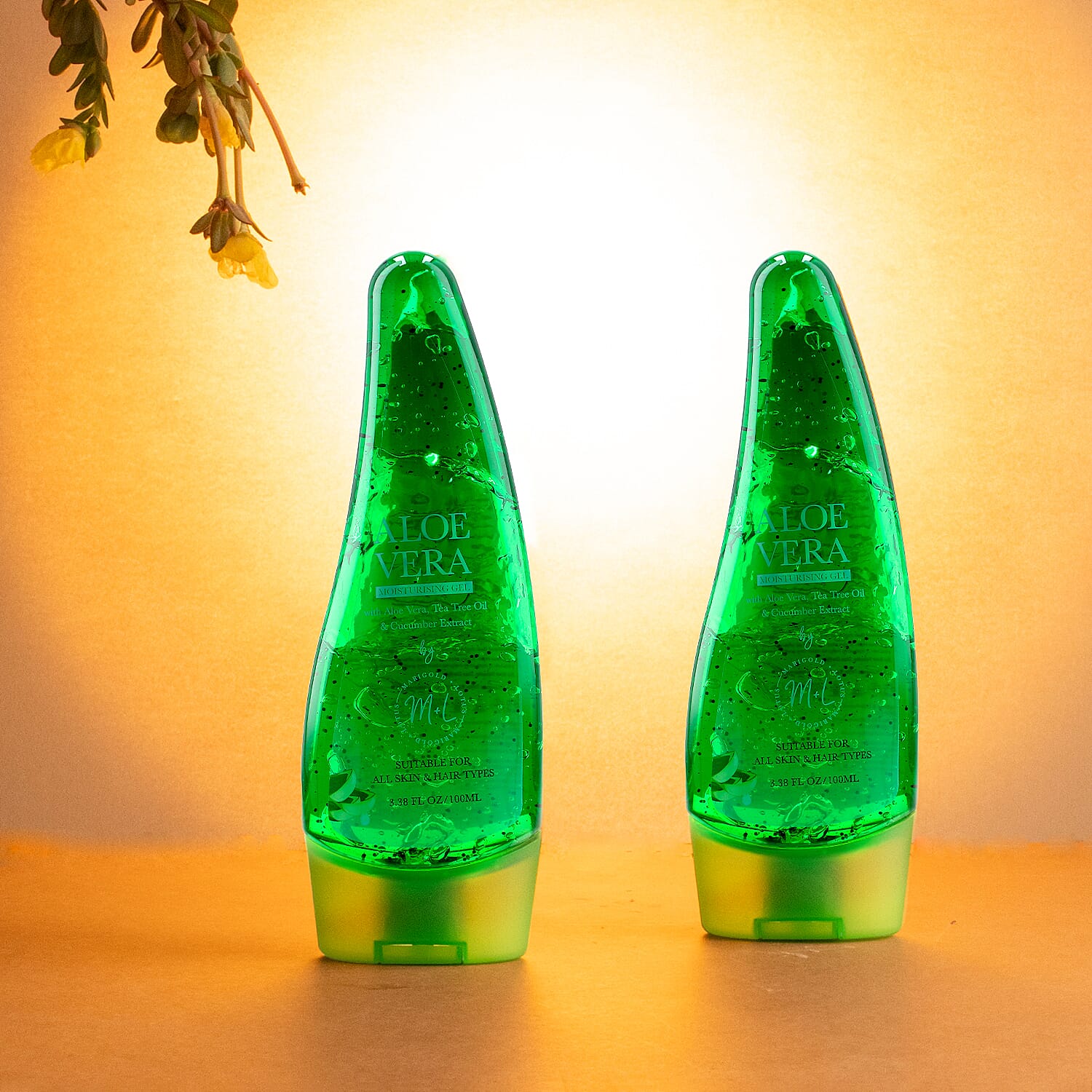 Set of 2 - Natural Aloe Vera Moisturising Gel (Marigold - Lotus) - 100ml Each