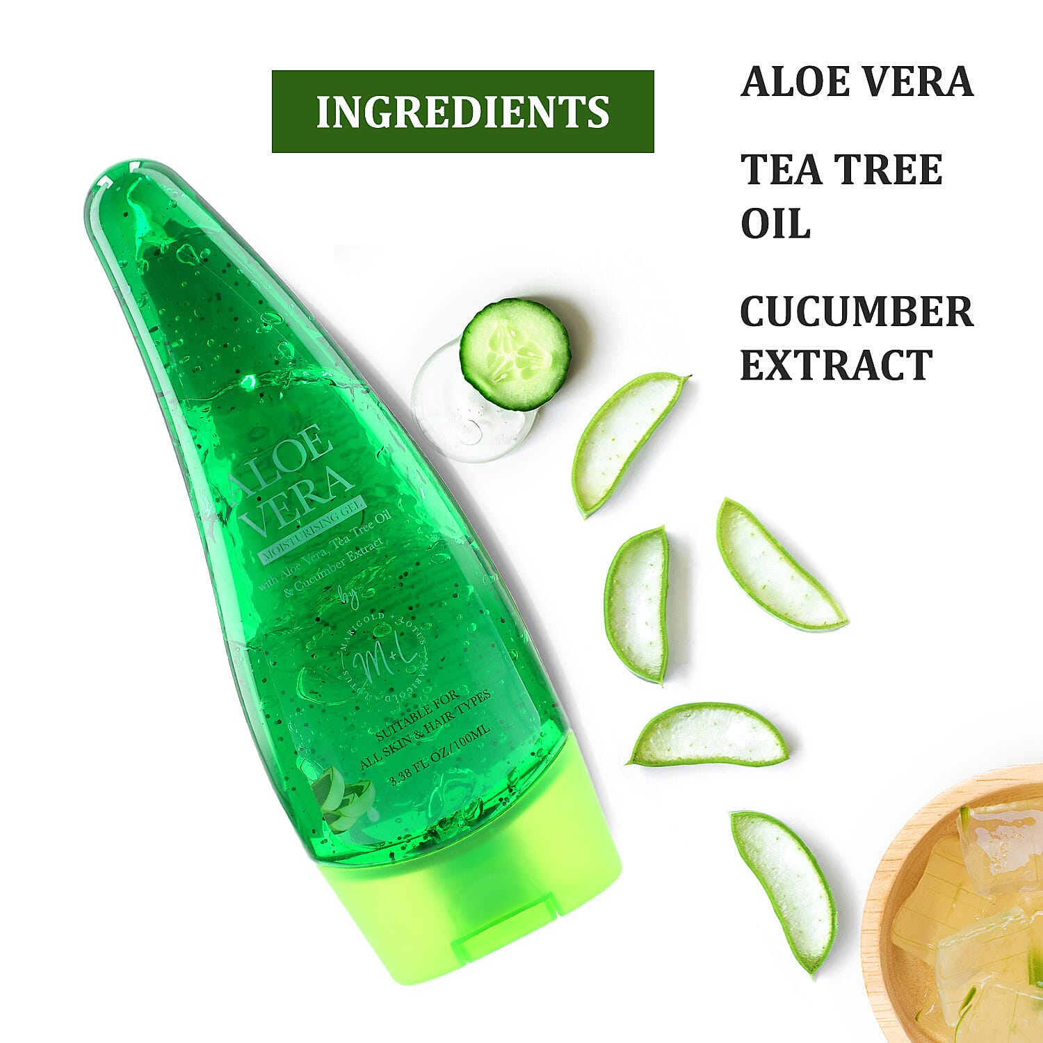 Set of 2 - Natural Aloe Vera Moisturising Gel (Marigold - Lotus) - 100ml Each
