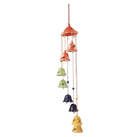 Multi-Tiered Decorative Ceramic Hanging Bells Wind Chime - Multicolour