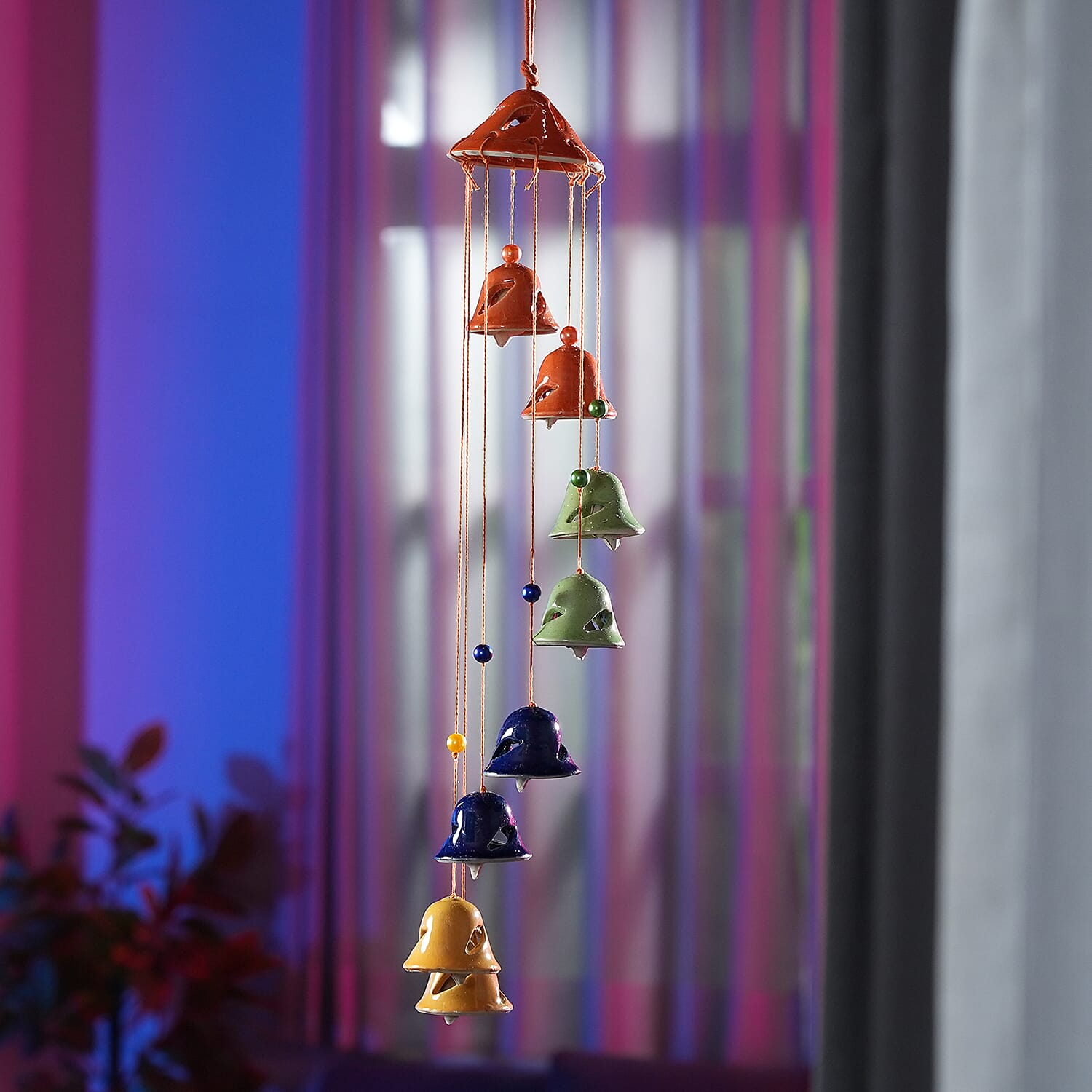 Ceramic Hanging 8 Bells in Gift Box - Multi Colour