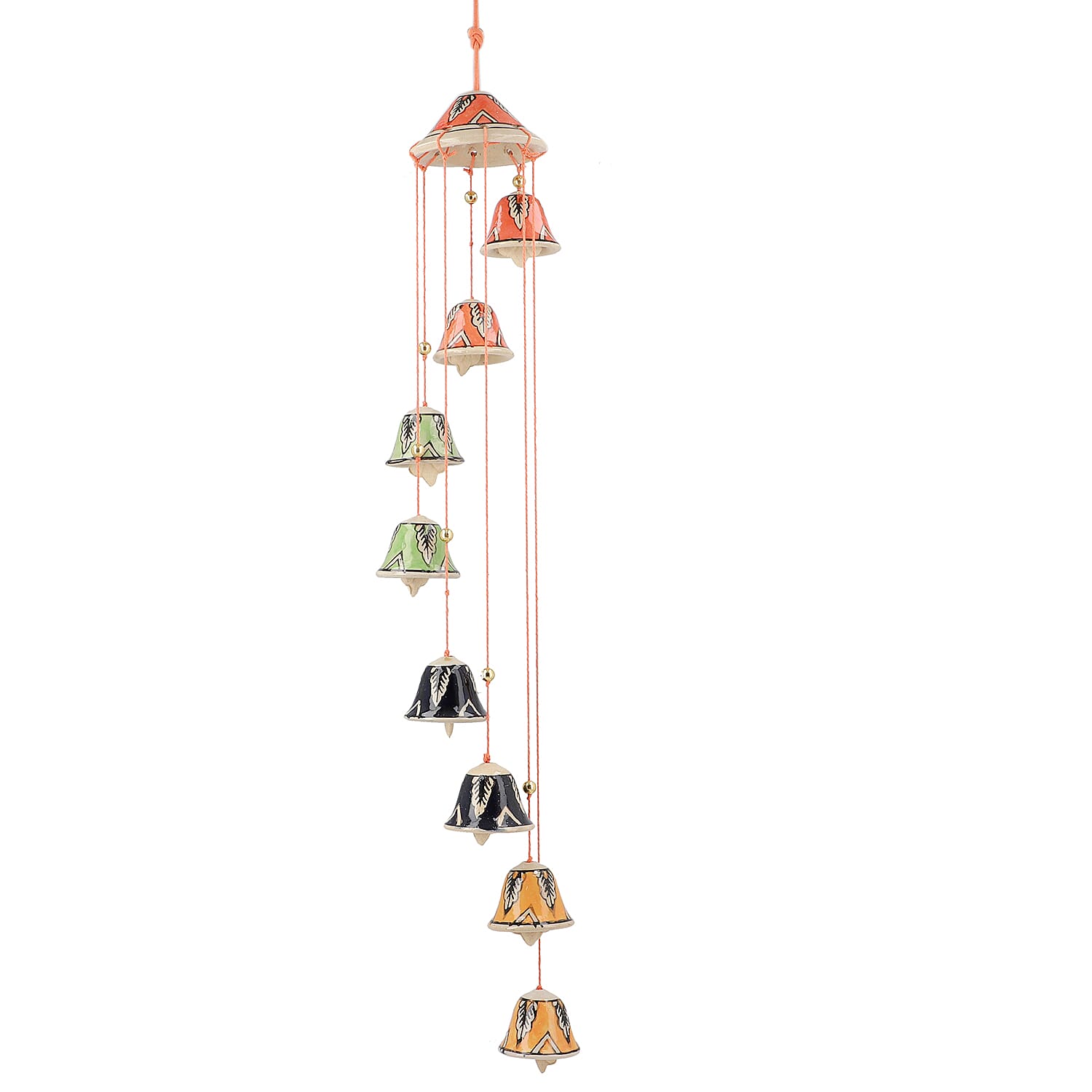 Ceramic Hanging 8 Bells in Gift Box - Blue, Orange and Green