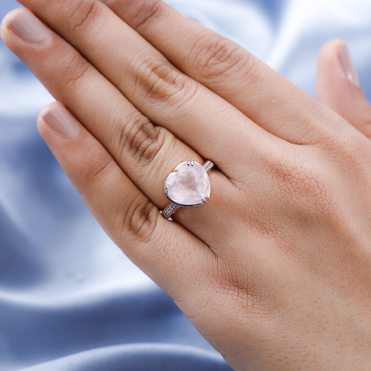 GP Amore Collection - Rose Quartz, Rhodolite Garnet and Natural Zircon Heart Ring in 18K Rose Gold Vermeil Sterling Silver 6.08 Ct