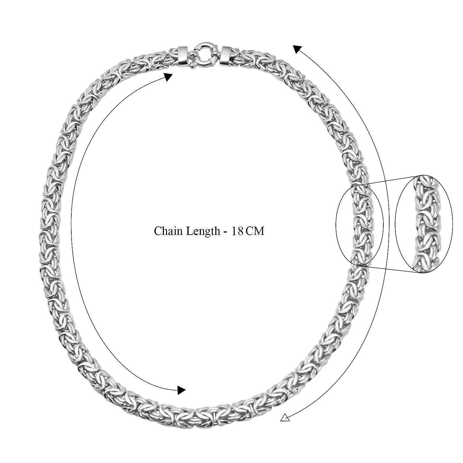 Sterling Silver Necklace (Size - 20) With Spring Ring Clasp, Silver Wt. 44.5 Gms Sterling Silver Necklace (Size - 20) With Spring Ring Clasp, Silver Wt. 44.5 Gms