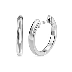 Platinum Overlay Sterling Silver Full Hoop Earrings (with Clasp)