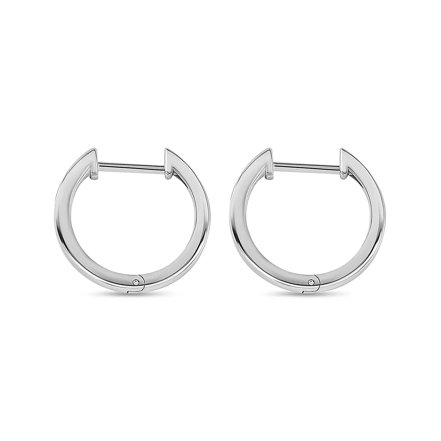 Huggie Hoop Earrings With Clasp in Platinum Overlay Sterling Silver