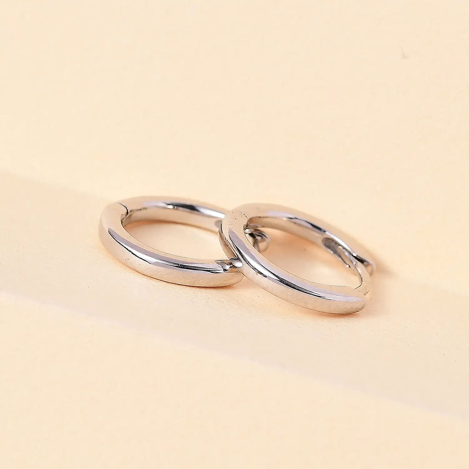 Huggie Hoop Earrings With Clasp in Platinum Overlay Sterling Silver