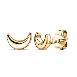 Vermeil Yellow Gold Plated Sterling Silver Push Post Moon Earrings