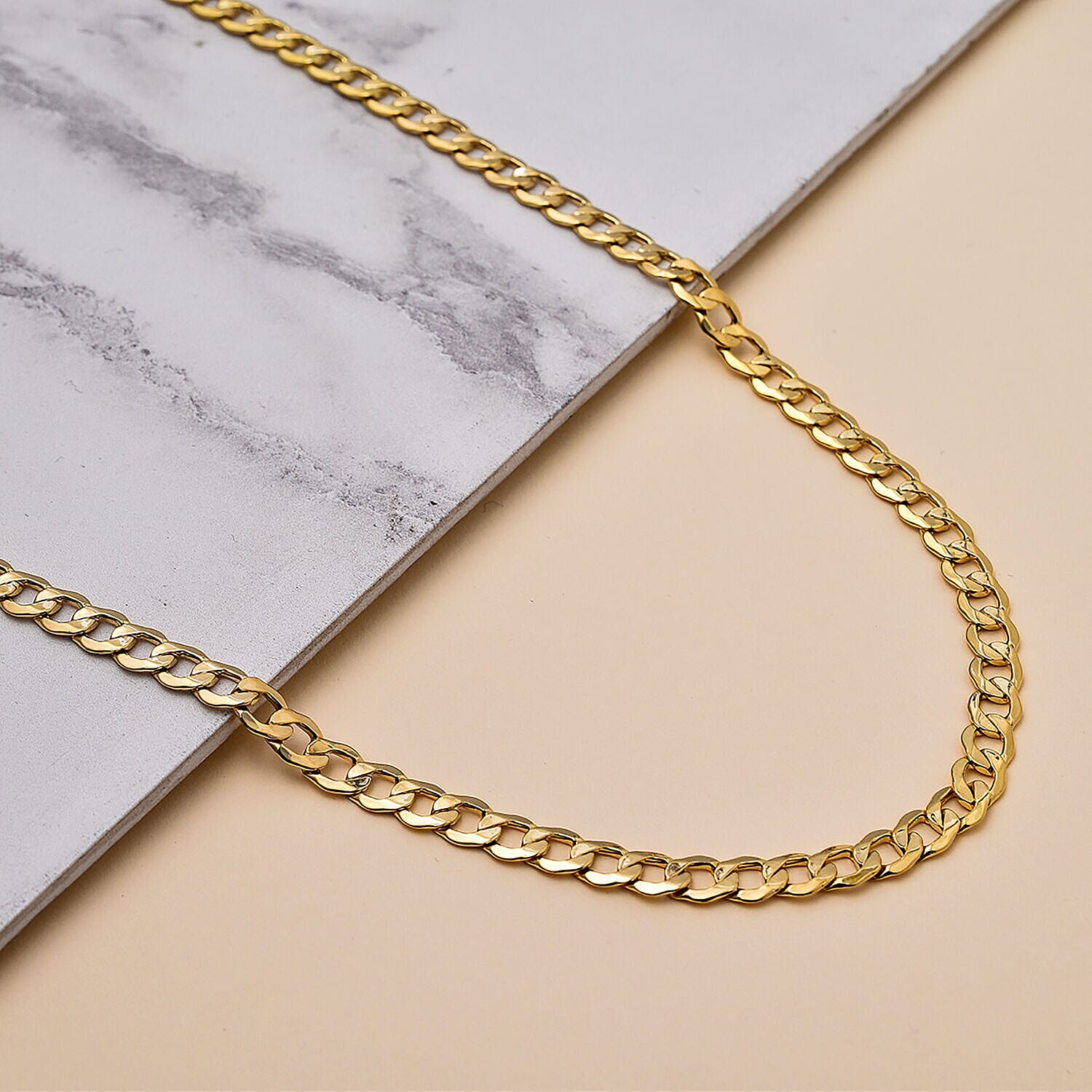 Italian Closeout - 9K Yellow Gold Curb Necklace (Size 20), Gold Wt. 11.00 Gms