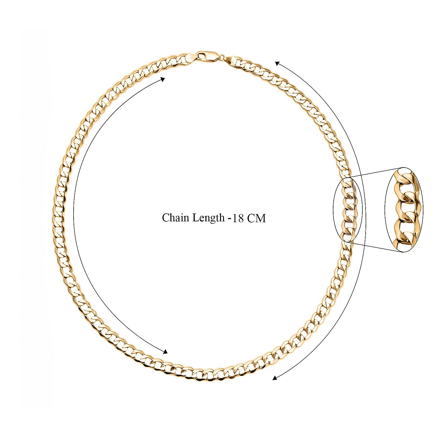 Italian Closeout - 9K Yellow Gold Curb Necklace (Size 20), Gold Wt. 11.00 Gms