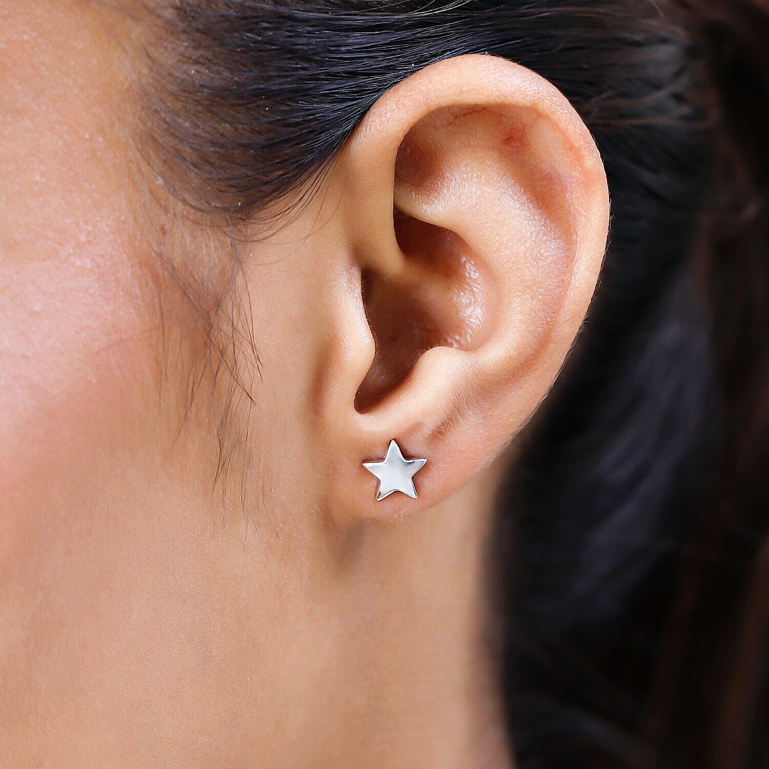 Platinum Overlay Sterling Silver Star Earrings (with Push Post)