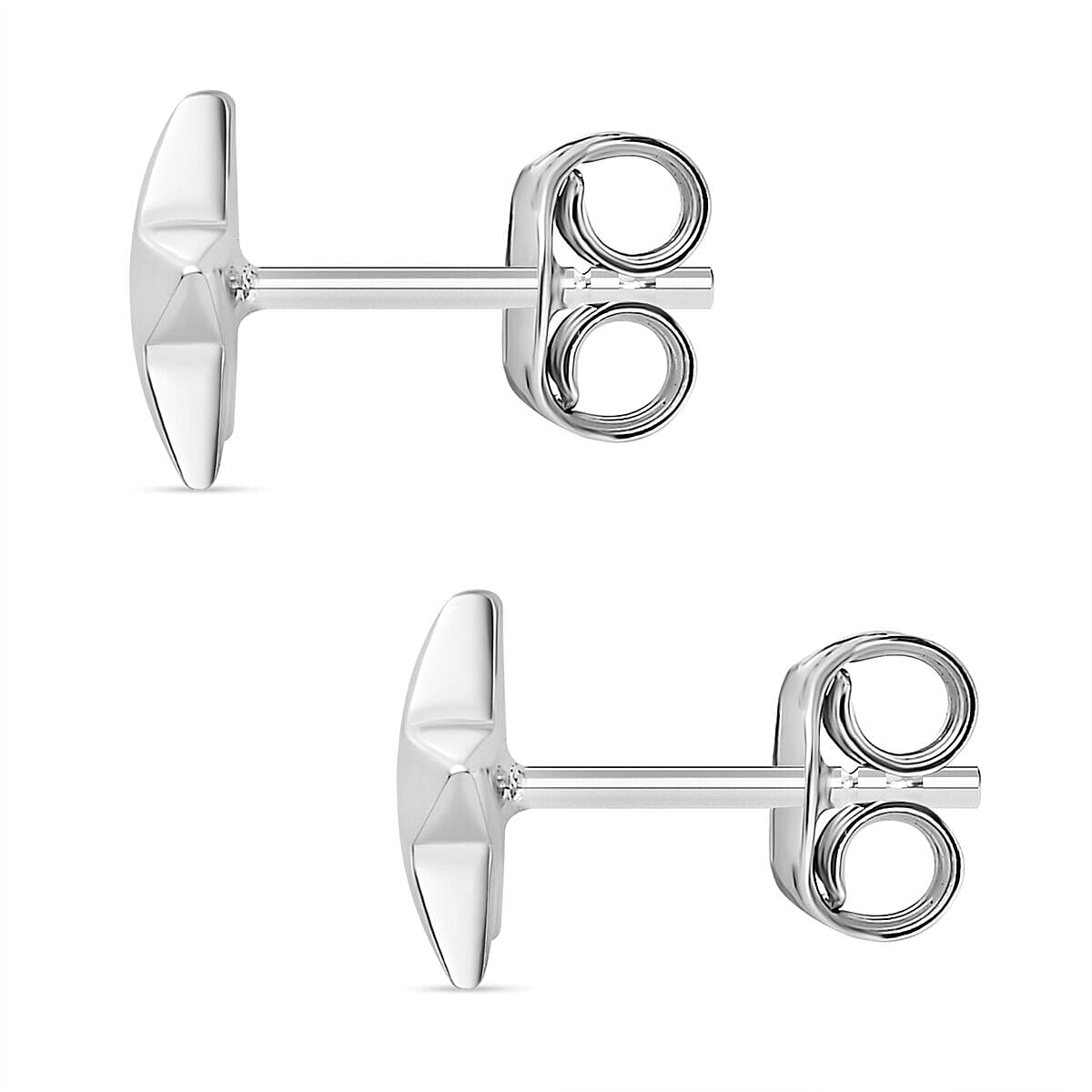 Platinum Overlay Sterling Silver Star Earrings (with Push Post)