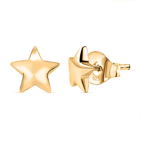 Star Stud Earrings in Sterling Silver with 18K Vermeil Yellow Gold (with Push Post)