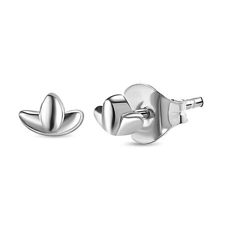 Lotus Earrings in Sterling Silver with Platinum Plating (with Push Post)