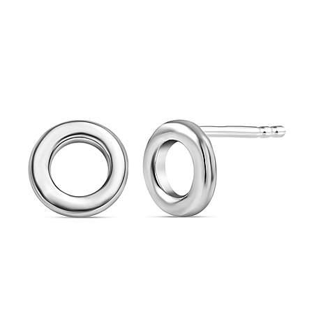 Circle Earrings in Sterling Silver with Platinum Overlay (with Push Post)