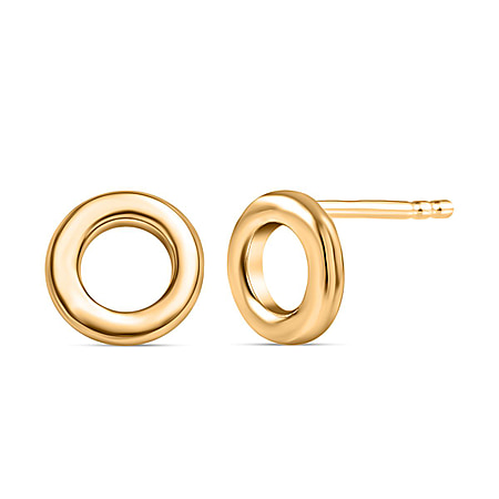 Circle Stud Earrings in Sterling Silver with 18K Vermeil Yellow Gold (with Push Post)