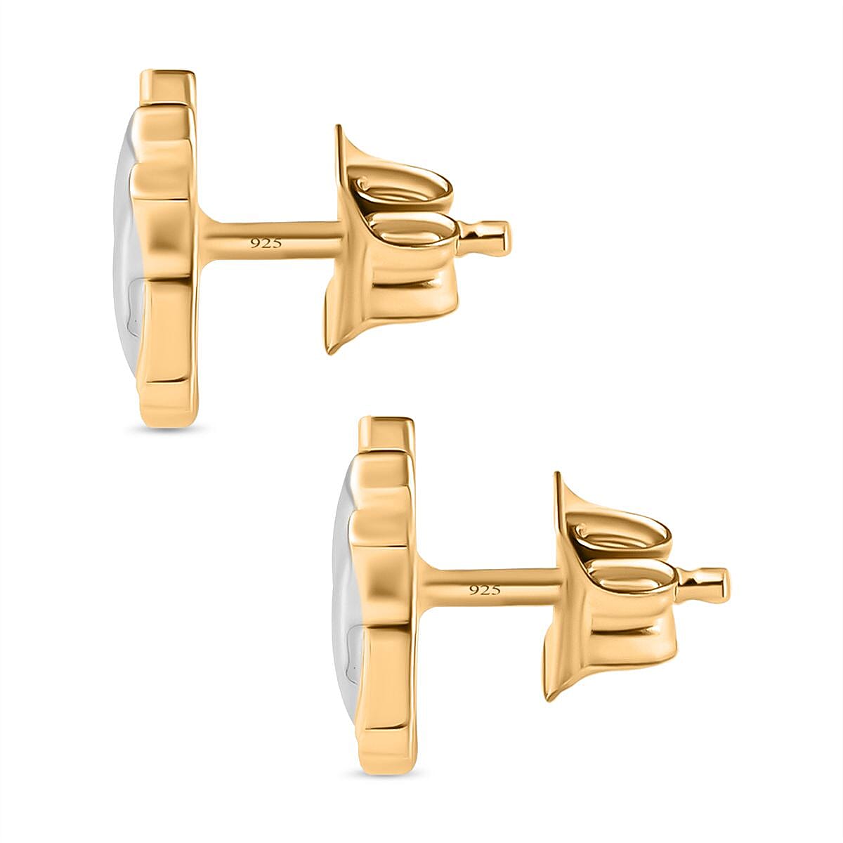 Tube Kiss X Earrings With Push Back in 18K Vermeil Yellow Gold Plated in Two Tone Sterling Silver