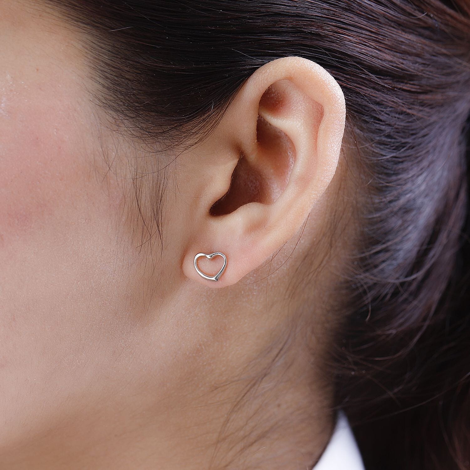Platinum Overlay Sterling Silver Heart Earrings