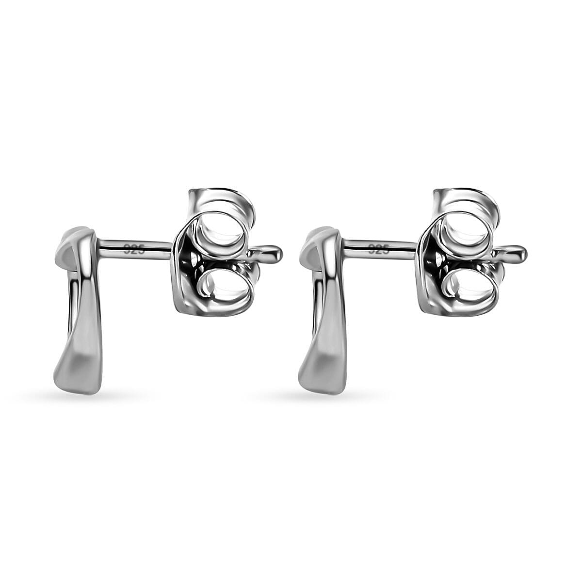 Platinum Overlay Sterling Silver Heart Earrings