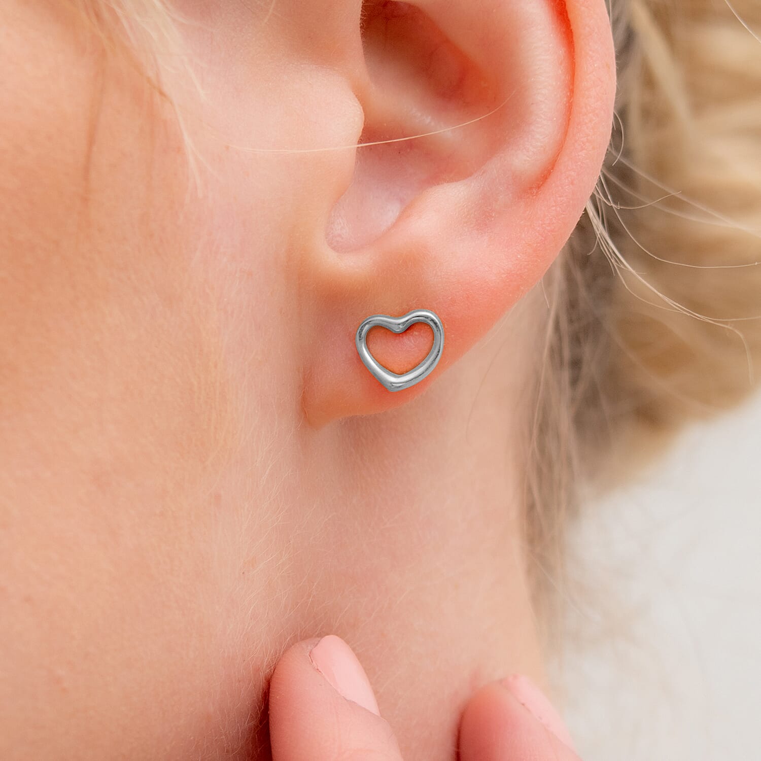 Platinum Overlay Sterling Silver Heart Earrings