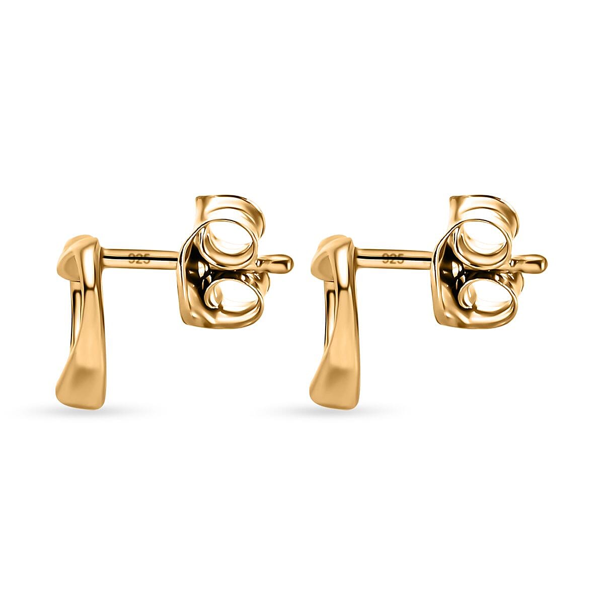 18K Vermeil Yellow Gold Plated Sterling Silver Heart Stud Push Back Earrings