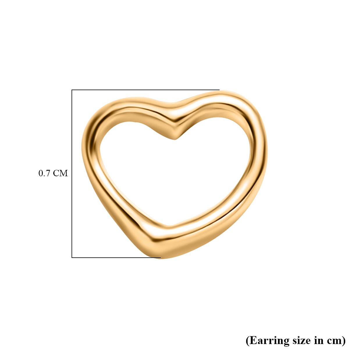 18K Vermeil Yellow Gold Plated Sterling Silver Heart Stud Push Back Earrings
