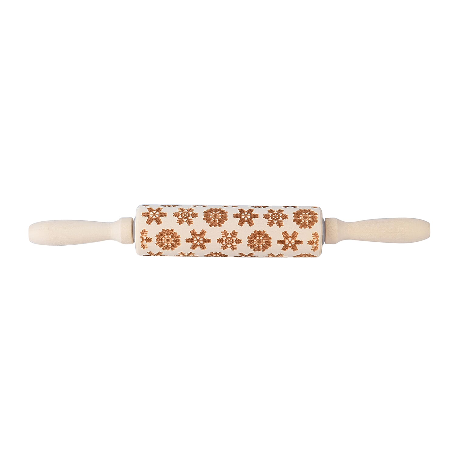 Set of 2 - Christmas Embossed Pattern Wooden Rolling Pin (Size 35x5Cm)