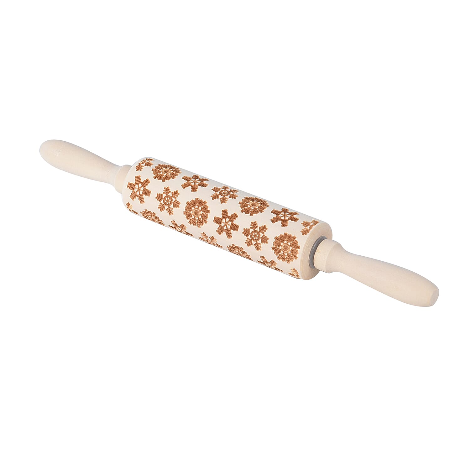 Set of 2 - Christmas Embossed Pattern Wooden Rolling Pin (Size 35x5Cm)