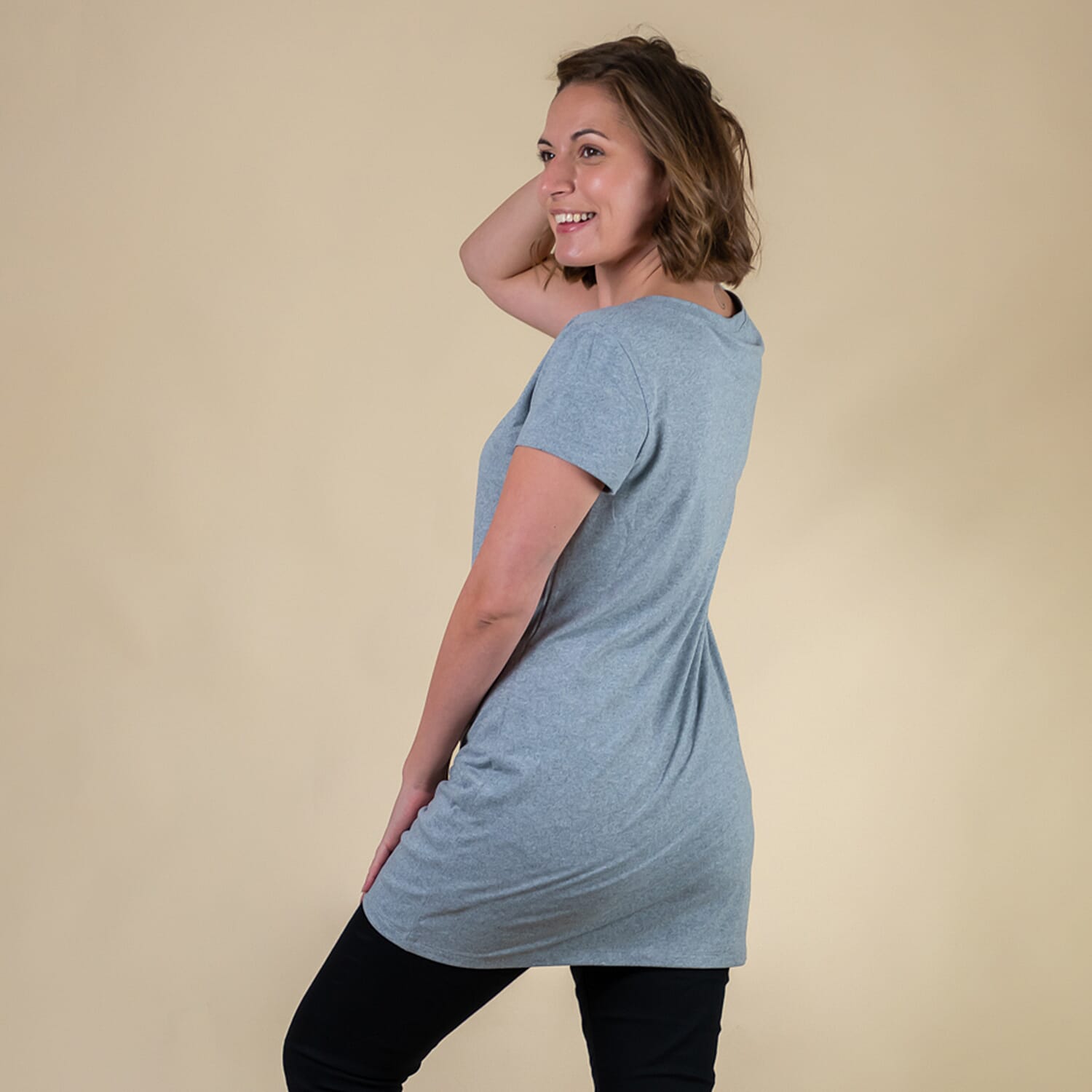 TAMSY Round Neck Sleep Shirt for Women (Size L,16-18) - Grey