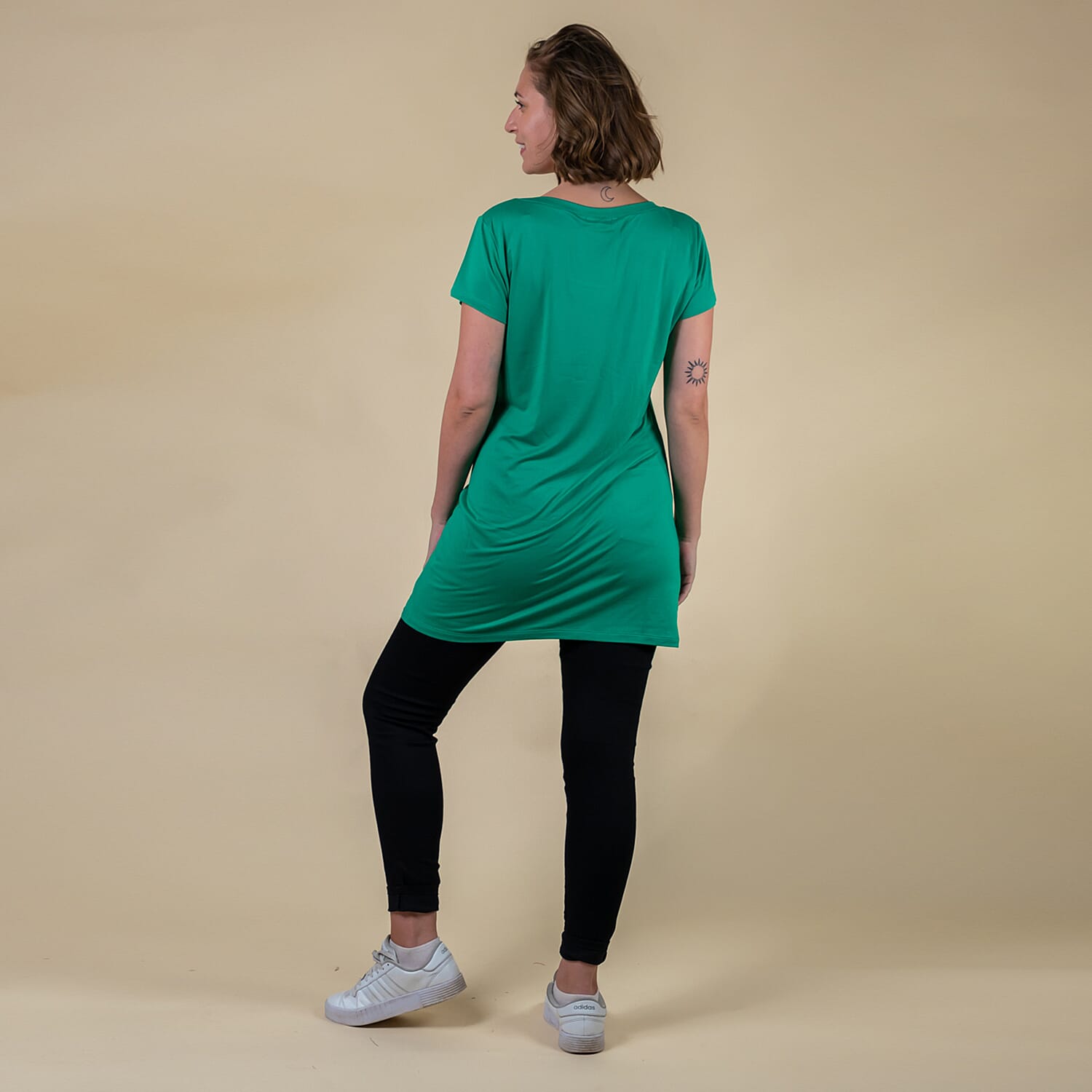 TAMSY Round Neck Sleep Shirt for Women (Size M,12-14) - Green