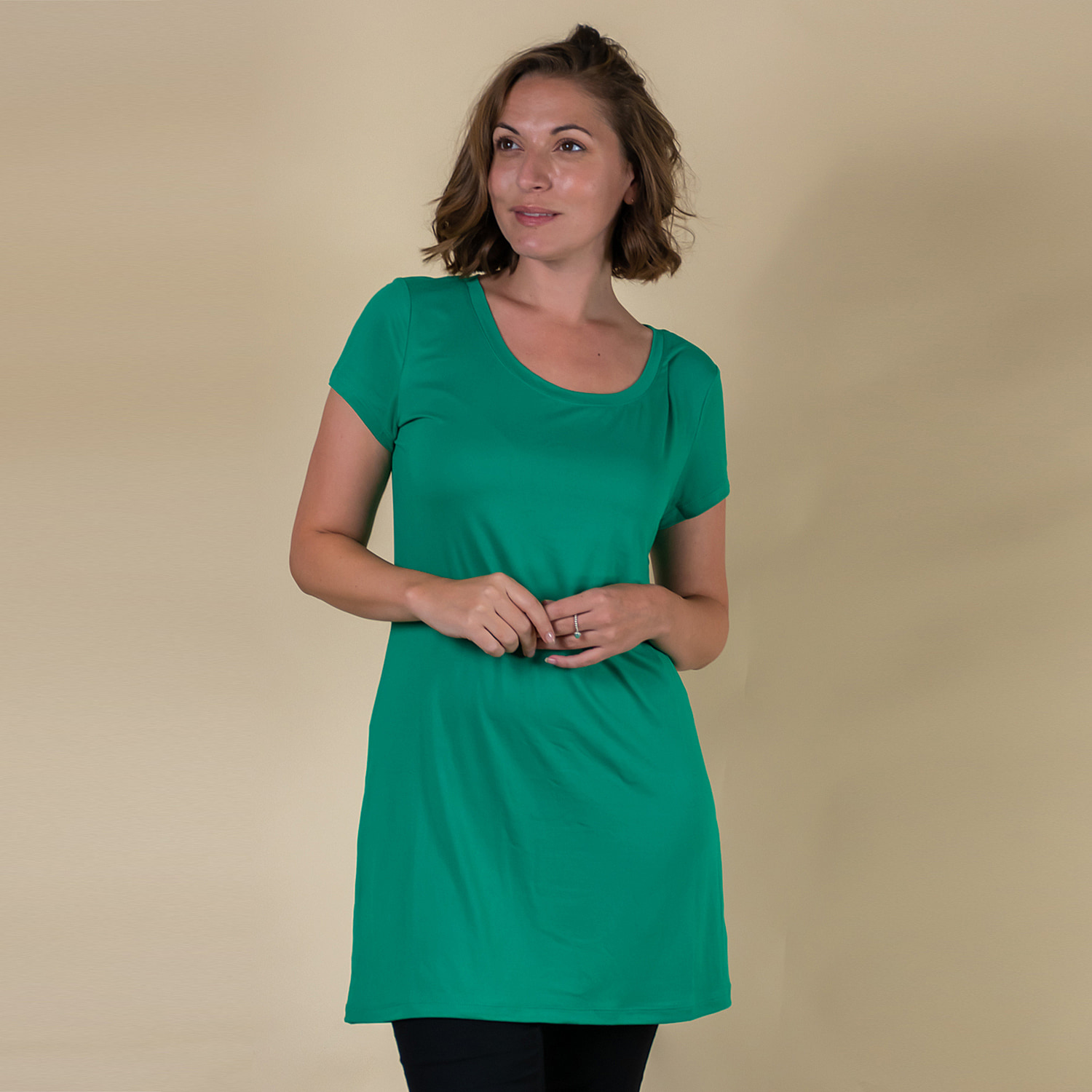 TAMSY-Round-Neck-Sleep-Shirt-for-Women-Green