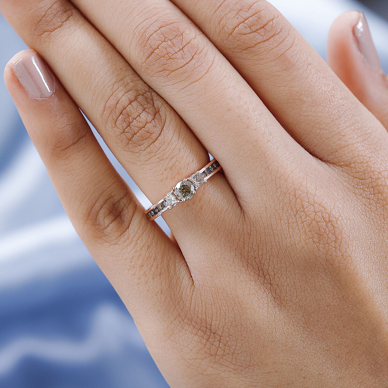 9K Rose Gold SGL Certified Natural Champagne Diamond Ring 1.00 Ct.
