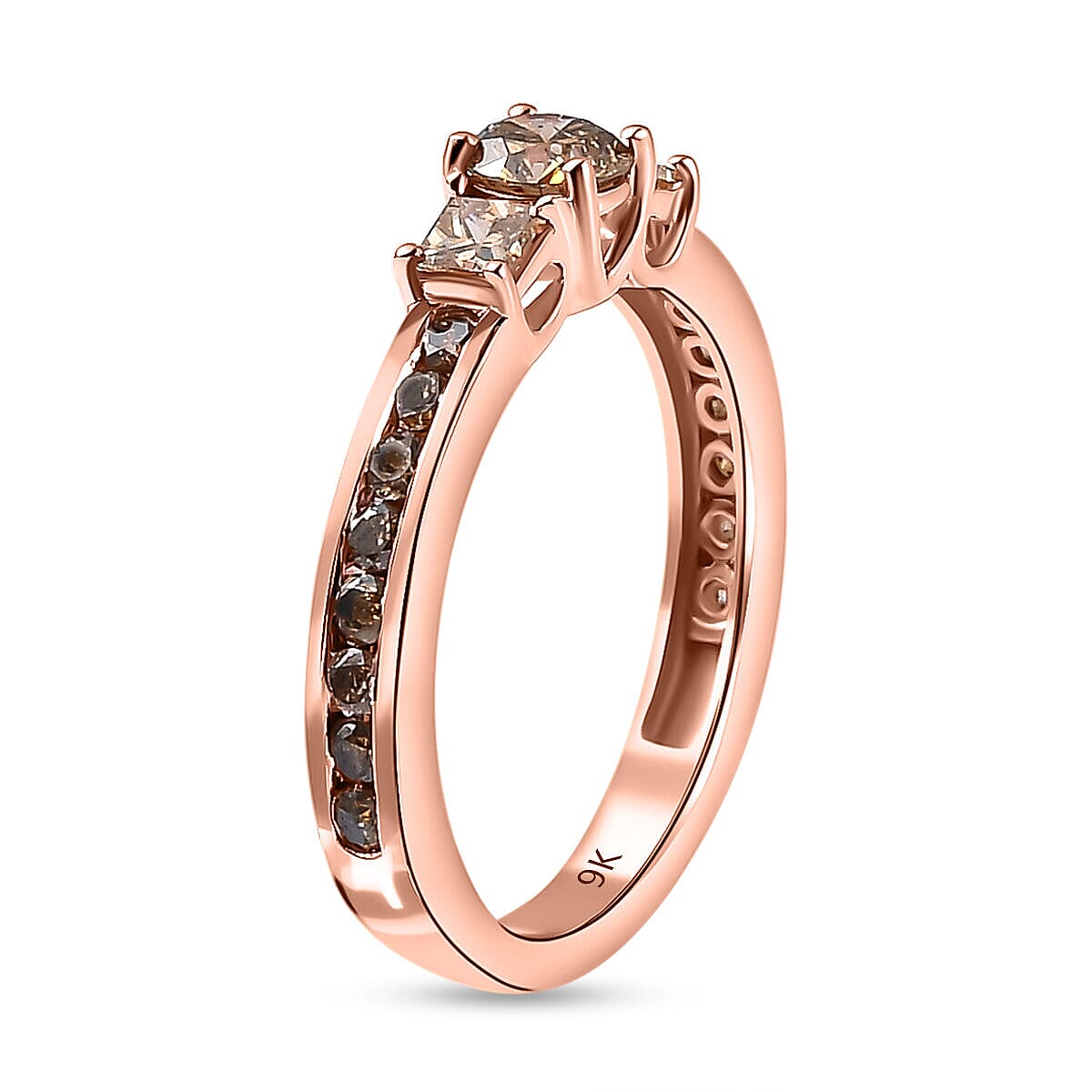 9K Rose Gold SGL Certified Natural Champagne Diamond Ring 1.00 Ct.