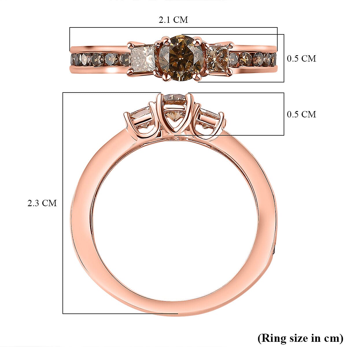 9K Rose Gold SGL Certified Natural Champagne Diamond Ring 1.00 Ct.