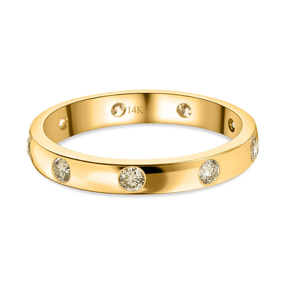 14K Yellow Gold SGL Certified Natural Yellow Diamond (I1-I2) Band Ring 0.50 Ct.