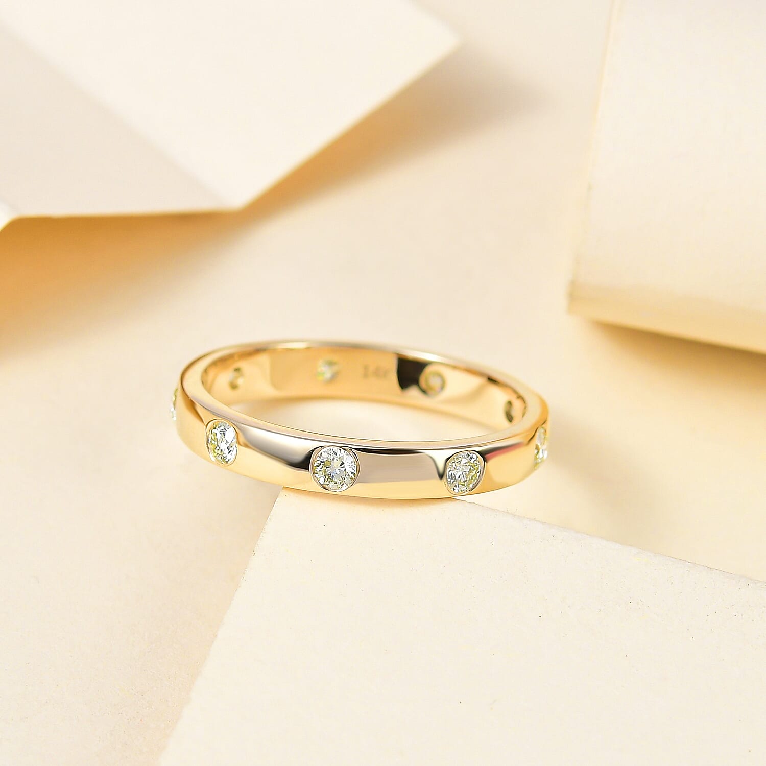 14K Yellow Gold SGL Certified Natural Yellow Diamond (I1-I2) Band Ring 0.50 Ct.