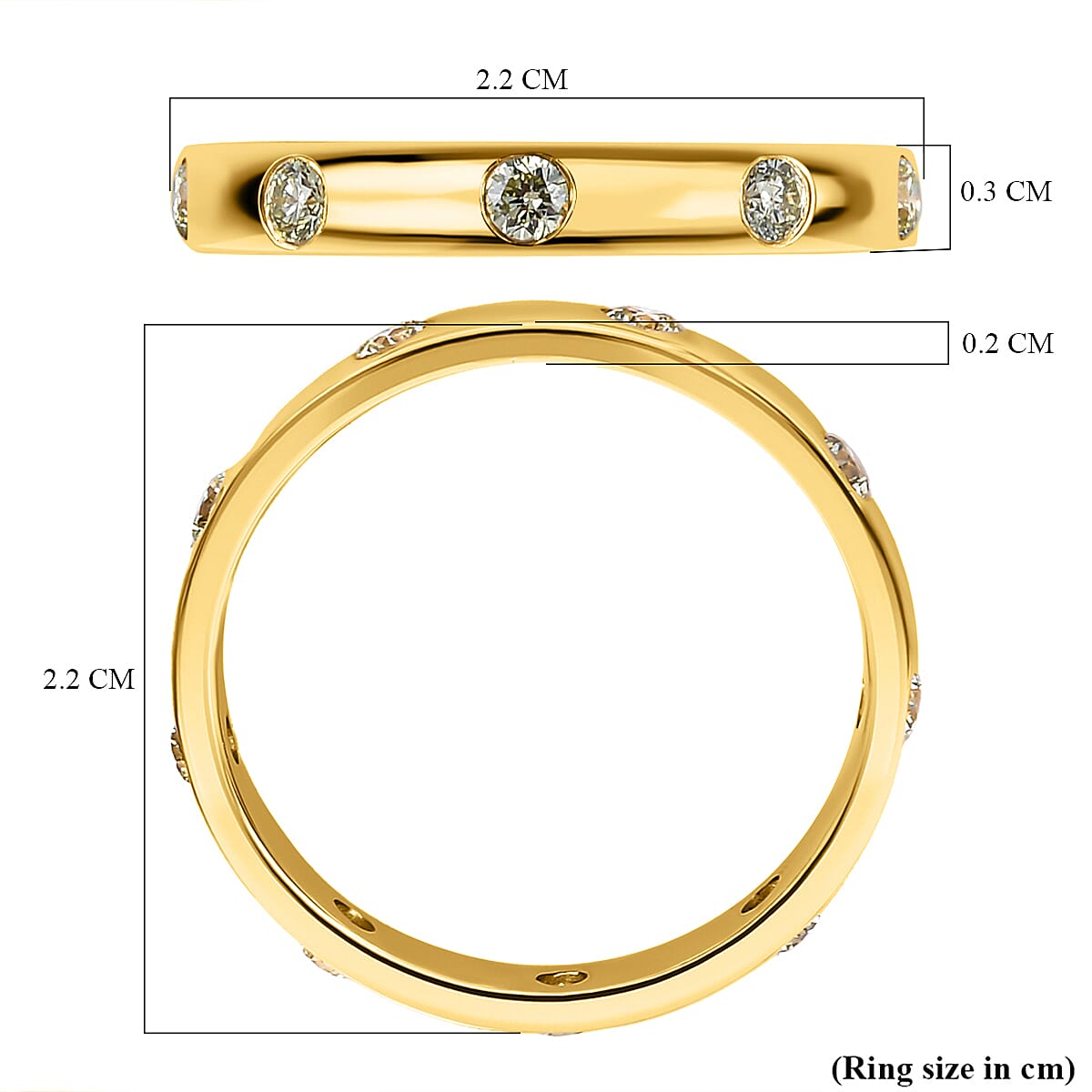 14K Yellow Gold SGL Certified Natural Yellow Diamond (I1-I2) Band Ring 0.50 Ct.