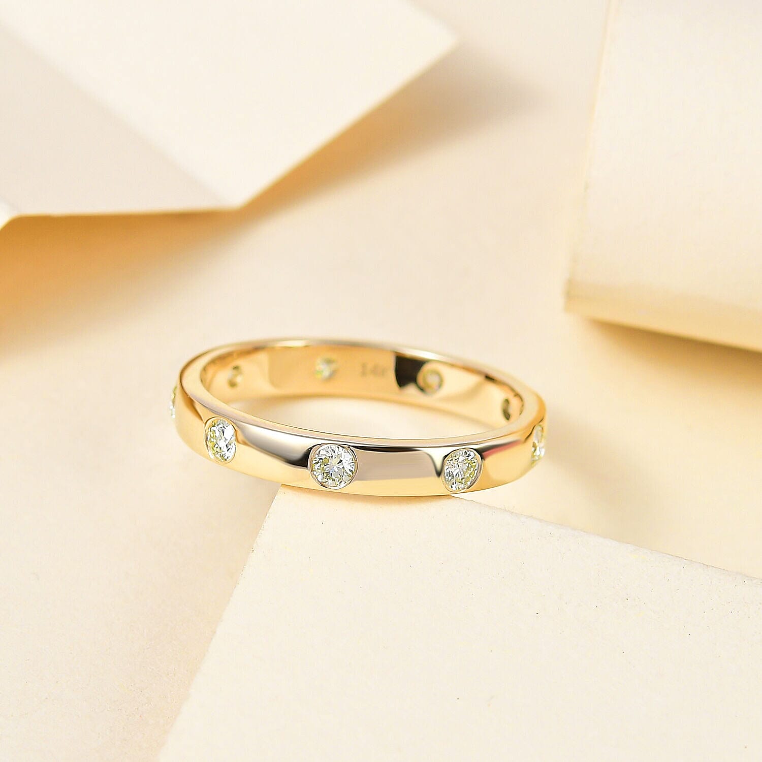 14K Yellow Gold SGL Certified Natural Yellow Diamond (I1-I2) Band Ring 0.50 Ct.