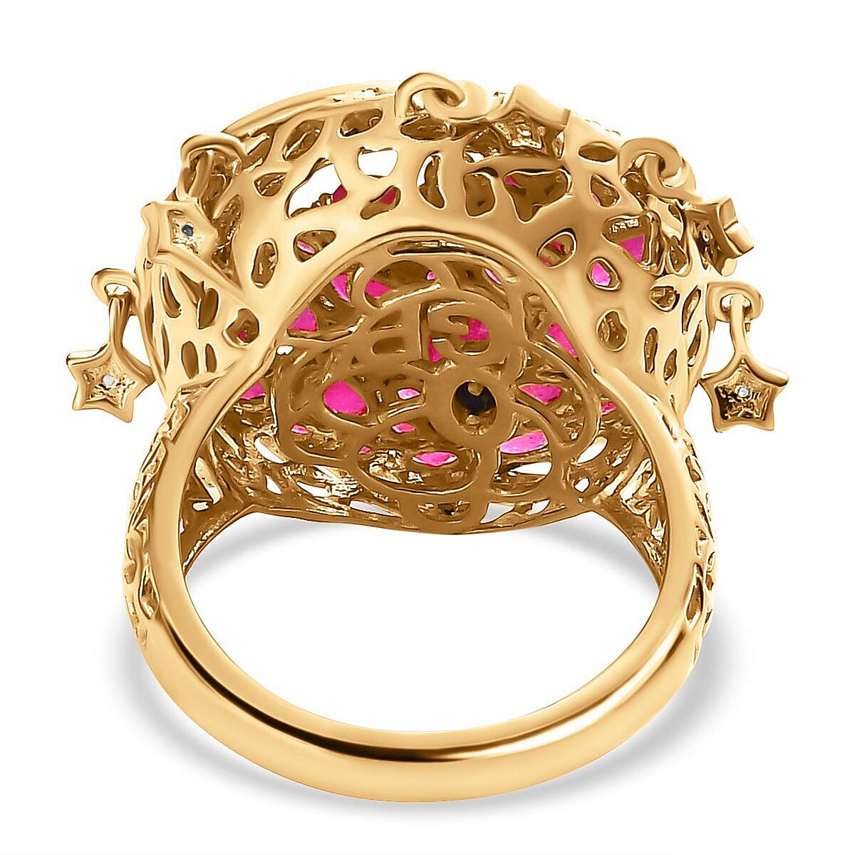 GP Celestial Dream Collection - African Ruby and Diamond Ring in 18K YG Vermeil Plated Sterling Silver 5 Ct, Silver Wt 6.90 Gms