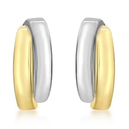 9K Two Colour Gold 6mm x 16mm Crossover Stud Earrings