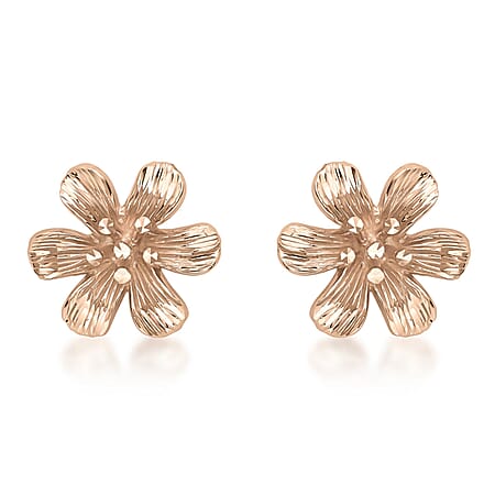 9K Two Colour Gold 11.5mm x 10.5mm Flower Stud Earrings