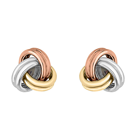 9K Three Colour Gold 7mm Knot Stud Earrings