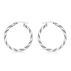 9K White Gold 30mm Twist Earrings